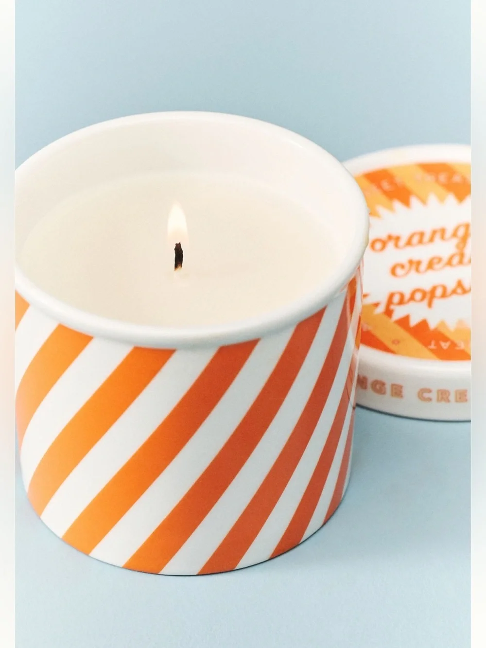Anthro Orange Cream Popsicle Gourmand Candle Ceramic Ice Cream Pint Creamsicle